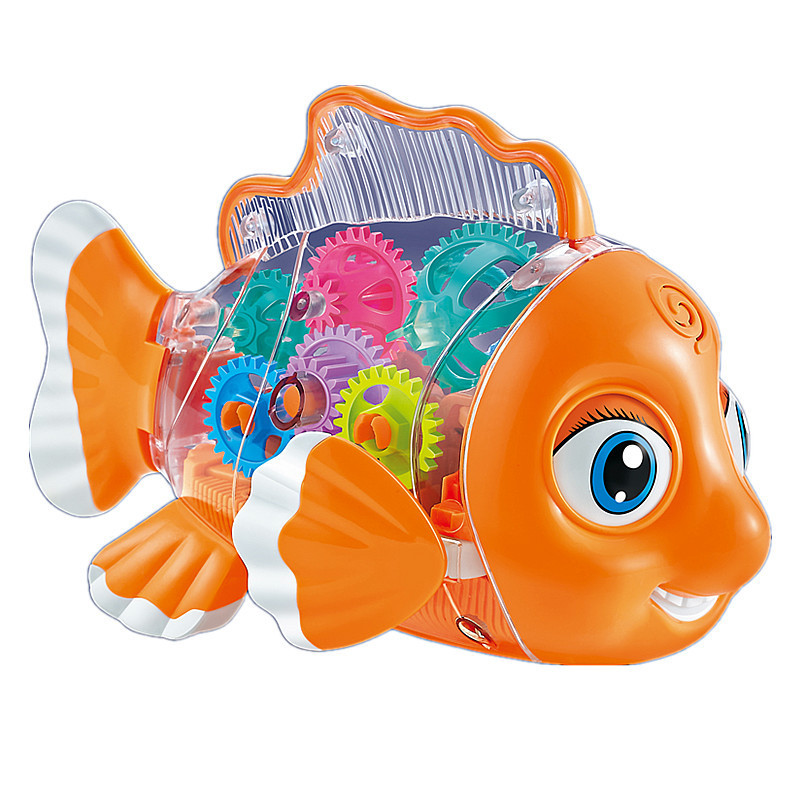 Simulation Electric Clownfish Universal Transparent Gear Model Rotating Colorful Light Dynamic Music Children's Toy