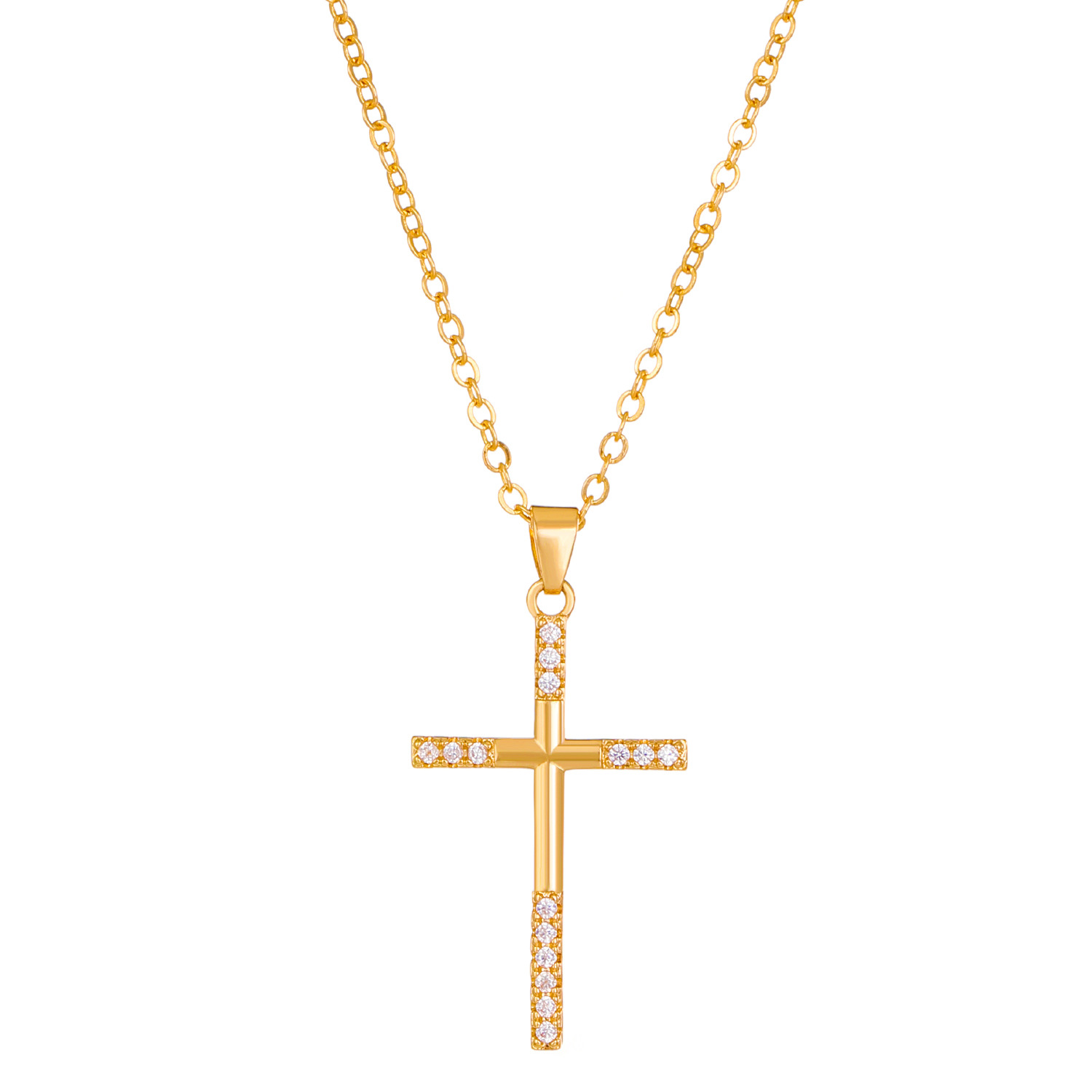 cross-border new arrival diamond cross necklace female european and american ins style creative cross pendant clavicle chain factory wholesale