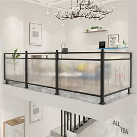 简约铁艺扶手楼梯阳台护栏阁楼玻璃装饰走廊栏杆现代室内围栏