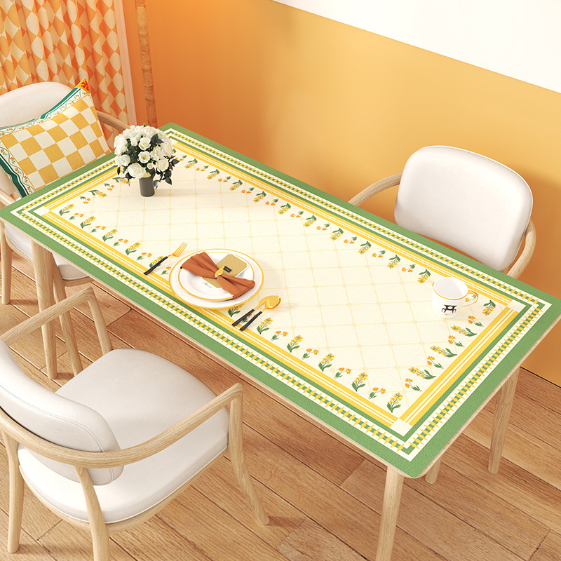 Double-Sided Leather Tablecloth Simple Pvc Printed Table Mat Waterproof Ins Style Double-Sided Leather Table Mat One-Piece Delivery