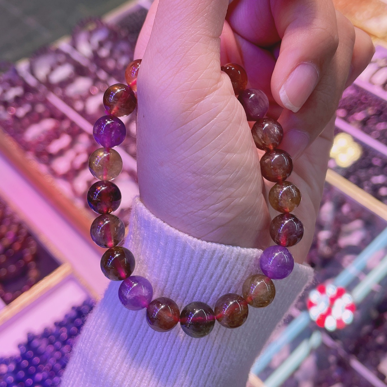 天然水晶极光23单圈手链手串男女情侣同款饰品过节送礼佳品