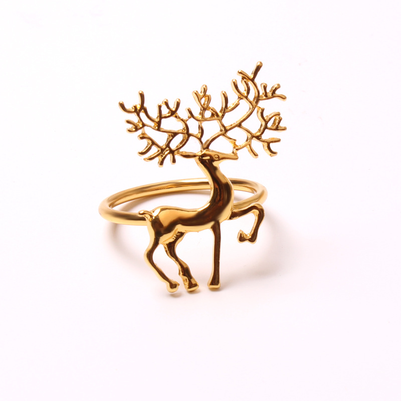 Cross-Border E-Commerce Christmas Elk Napkin Ring Napkin Ring Golden Silver Deer Napkin Ring Napkin Ring in Stock