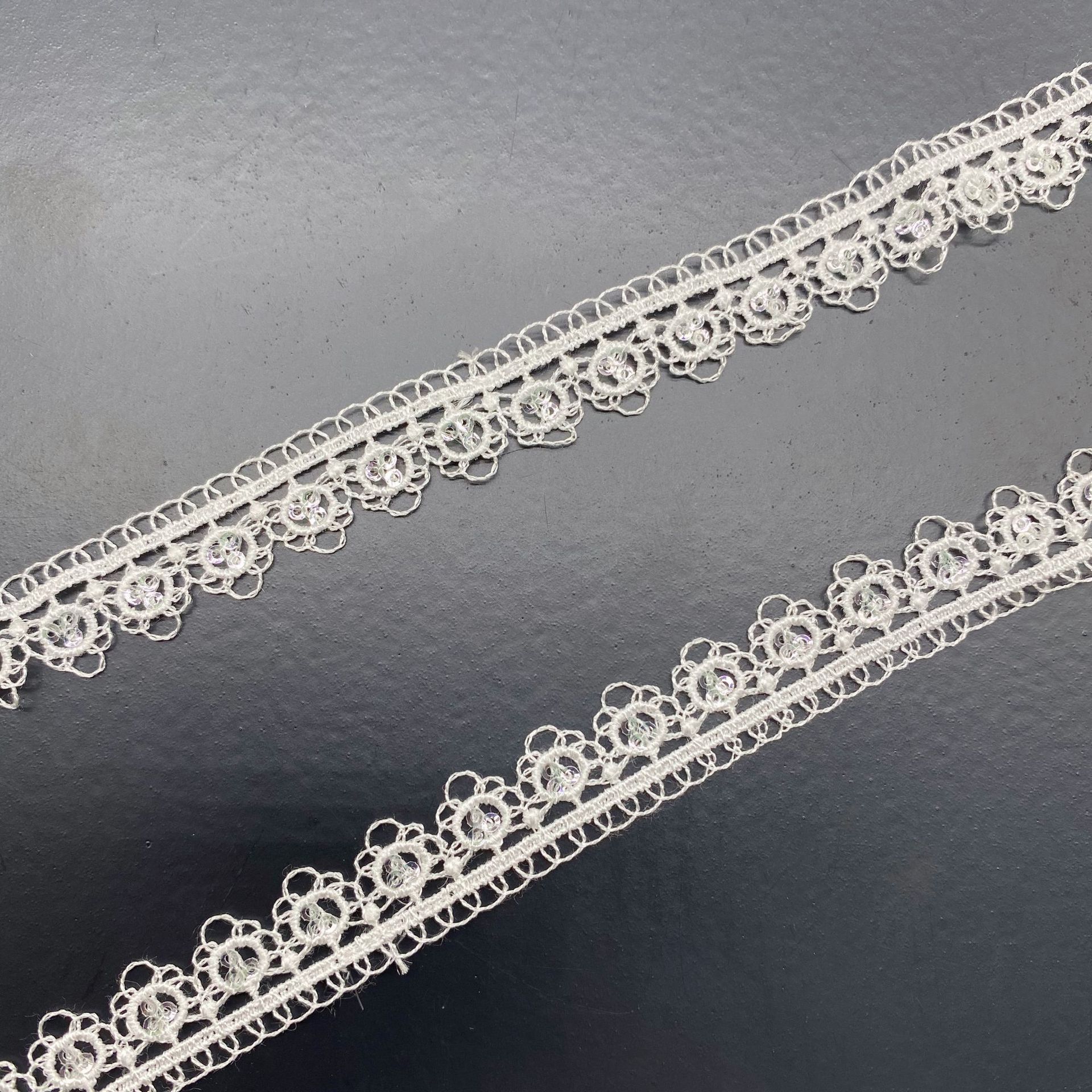 洛丽塔花边 连衣裙女装配饰裙边锁骨饰品单边镂空花朵 珠片花边