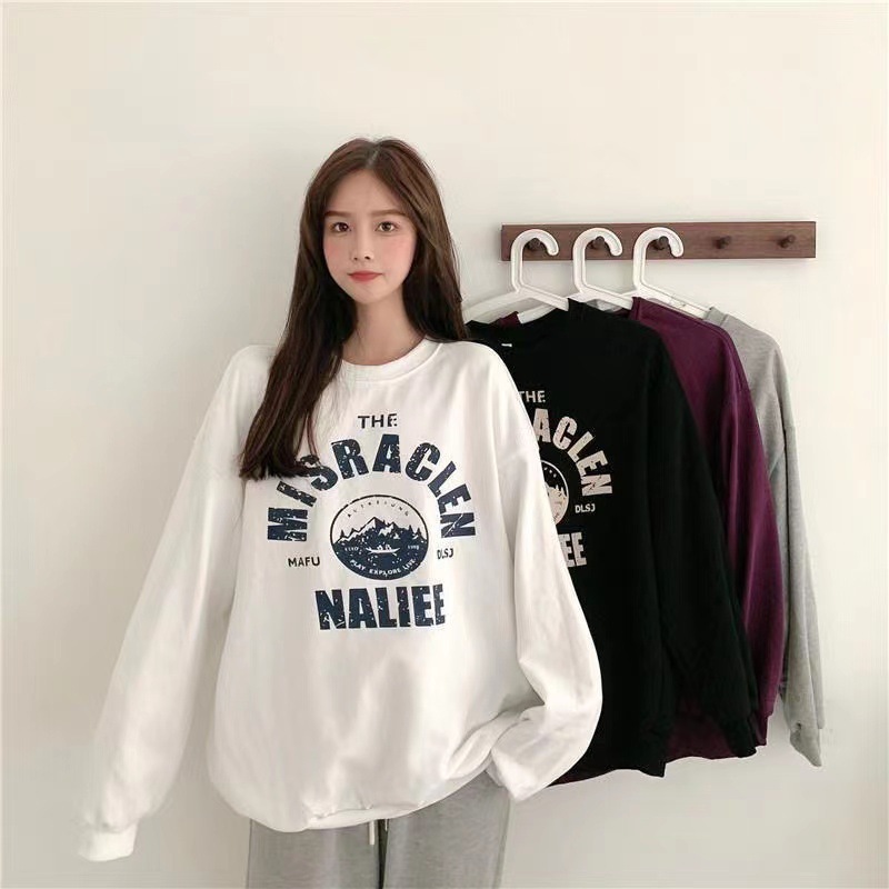 Spring and Autumn New round Neck Sweater Women‘s Korean-Style Drop-Shoulder Loose and Lazy Style Large Size Women‘s Coat Stall Foreign Trade Live Broadcast