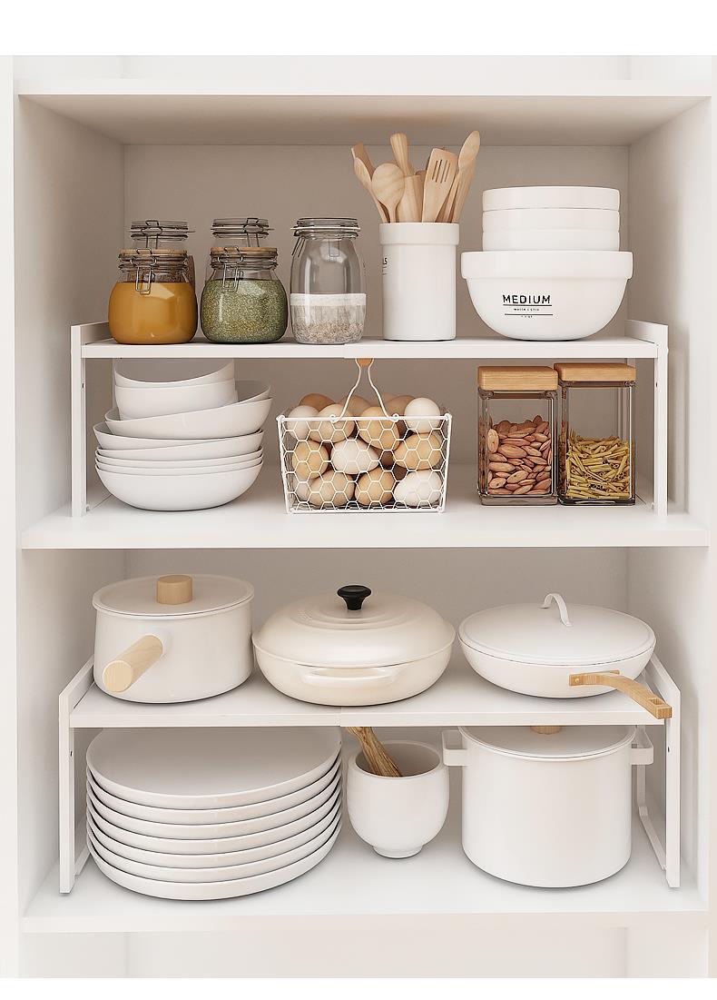 橱柜置物架柜内柜子分层架台面收纳隔板锅架水槽下伸缩厨房置物架