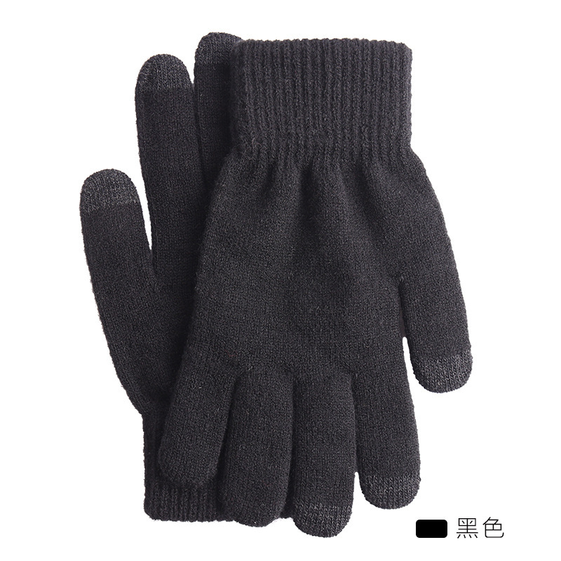 Touch Screen Gloves Autumn and Winter New Cold-Proof Warm Velvet Padded Thickened Men's and Women's Knitted Gloves Cross-Border