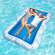 亚马逊新款水上充气浮床靠背休闲浮排夏季派对躺椅充气双人床垫