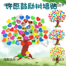 教室装饰文化墙贴小学班级黑板报布置许愿树写愿望目标鼓励爱心贴