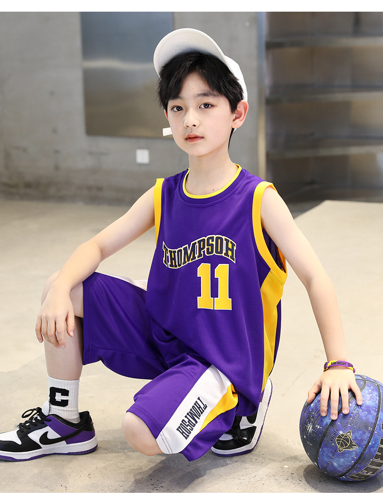新款儿童童装篮球服中大男童运动套装男孩学生训练服男女速干球衣