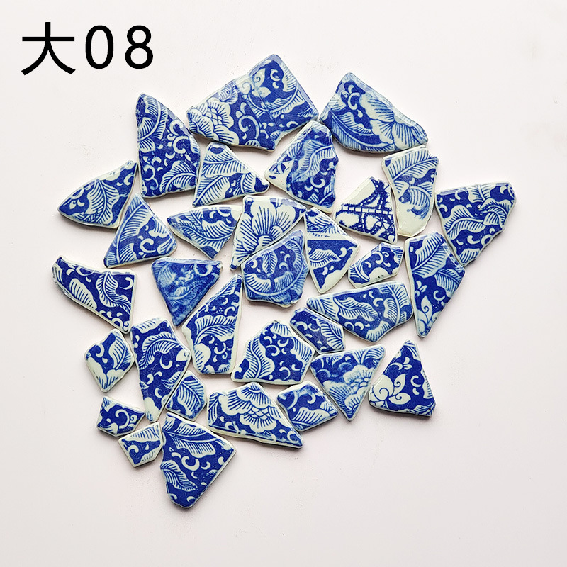青花瓷碎片装饰贴画直销手工设计园林景观户外异形白瓷陶瓷马赛克