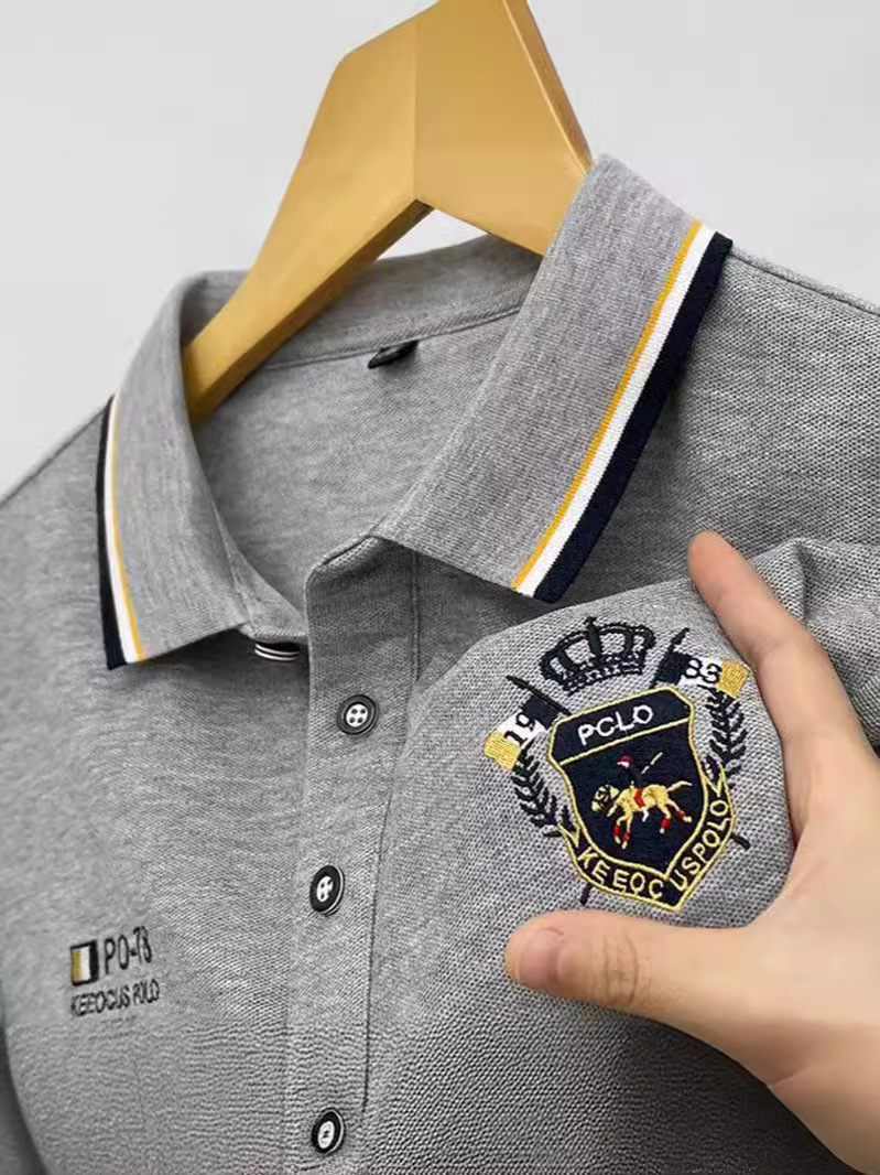 夏季男士短袖t恤翻领高端双刺绣polo衫外贸原单保罗男装半袖体恤