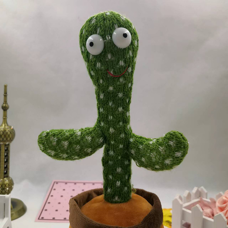 New Trending on TikTok Same Style Singing and Dancing Cactus Stuffed Electric Toy Rechargeable Factory Wholesale