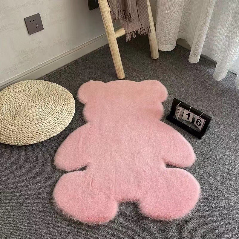 Cute Bear Carpet Plush Decoration Carpet Bedroom Transformation Girl Heart Ins Internet Celebrity Children's Room Bedside Mats