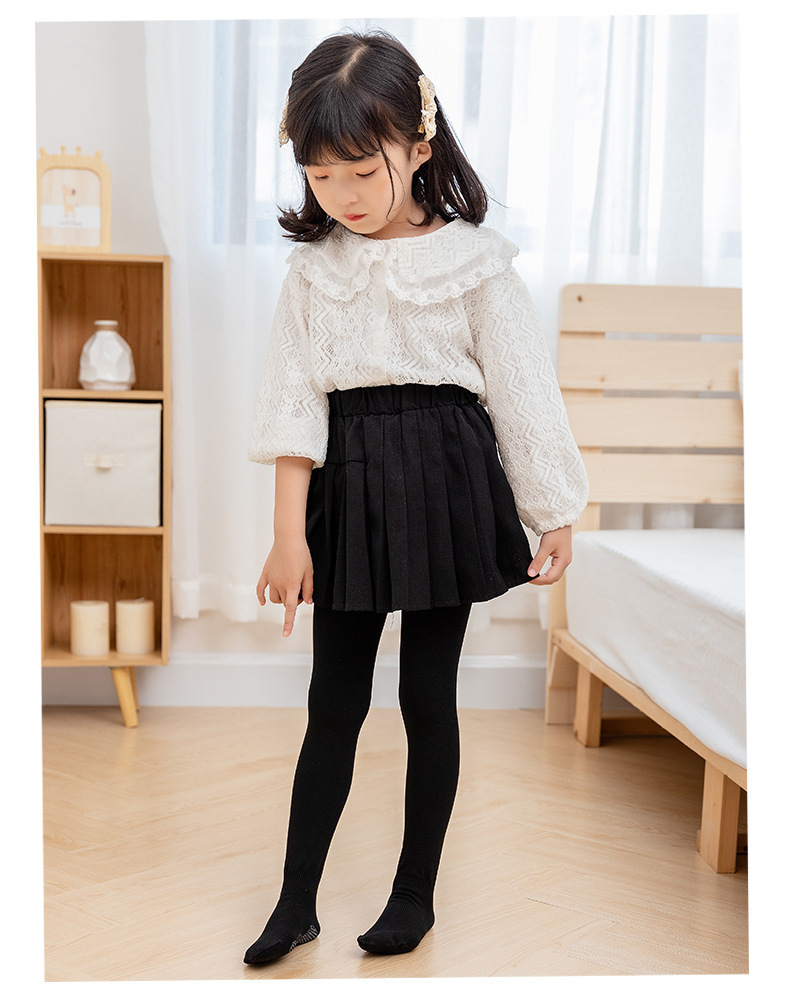 新款女童春秋款小脚丫全棉舞蹈袜脚底防滑跳舞大袜白色儿童连裤袜