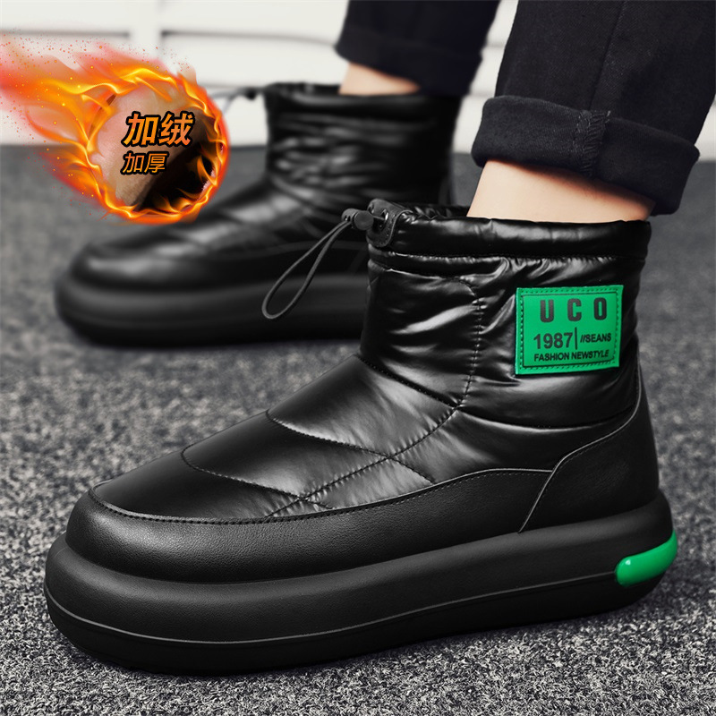 外贸防水雪地靴冬季男款男加绒保暖套脚户外雪地棉靴男士东北棉鞋