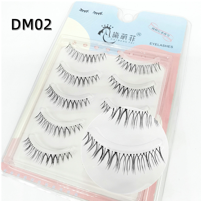 Diamen Fei Handmade Sharpened False Eyelashes Japanese Fish Line Stem Simulation Eyelashes Handmade Eyelashes Five Pairs