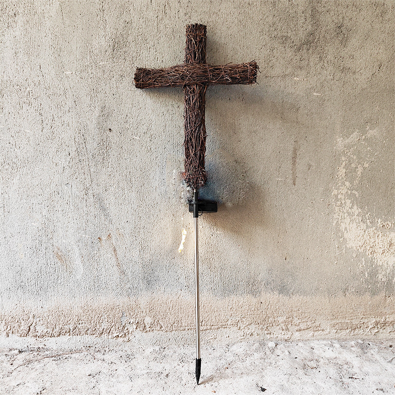 符源太阳能十字架地插配件diy十字架配件圣诞节复活节墓地装饰