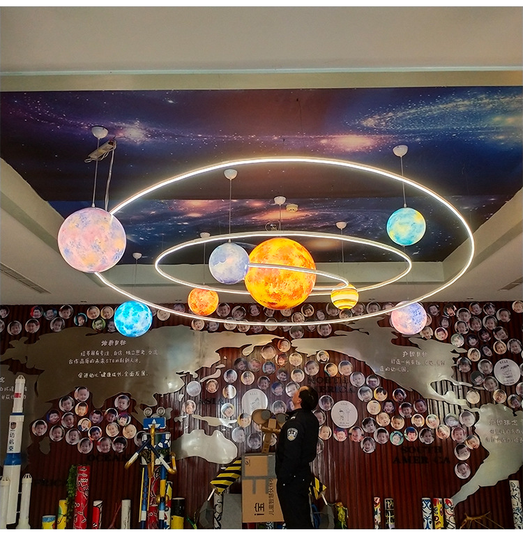 星球灯月球吊灯星空行星商场大厅幼儿园游乐场餐厅吧台艺术圆球形