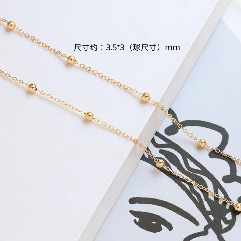 Real Gold Plating Strong Color Retaining Ring O Loose Chain DIY Handmade Ornament Hand Necklace Accessories Adjustable Extension Chain Pearl Chain