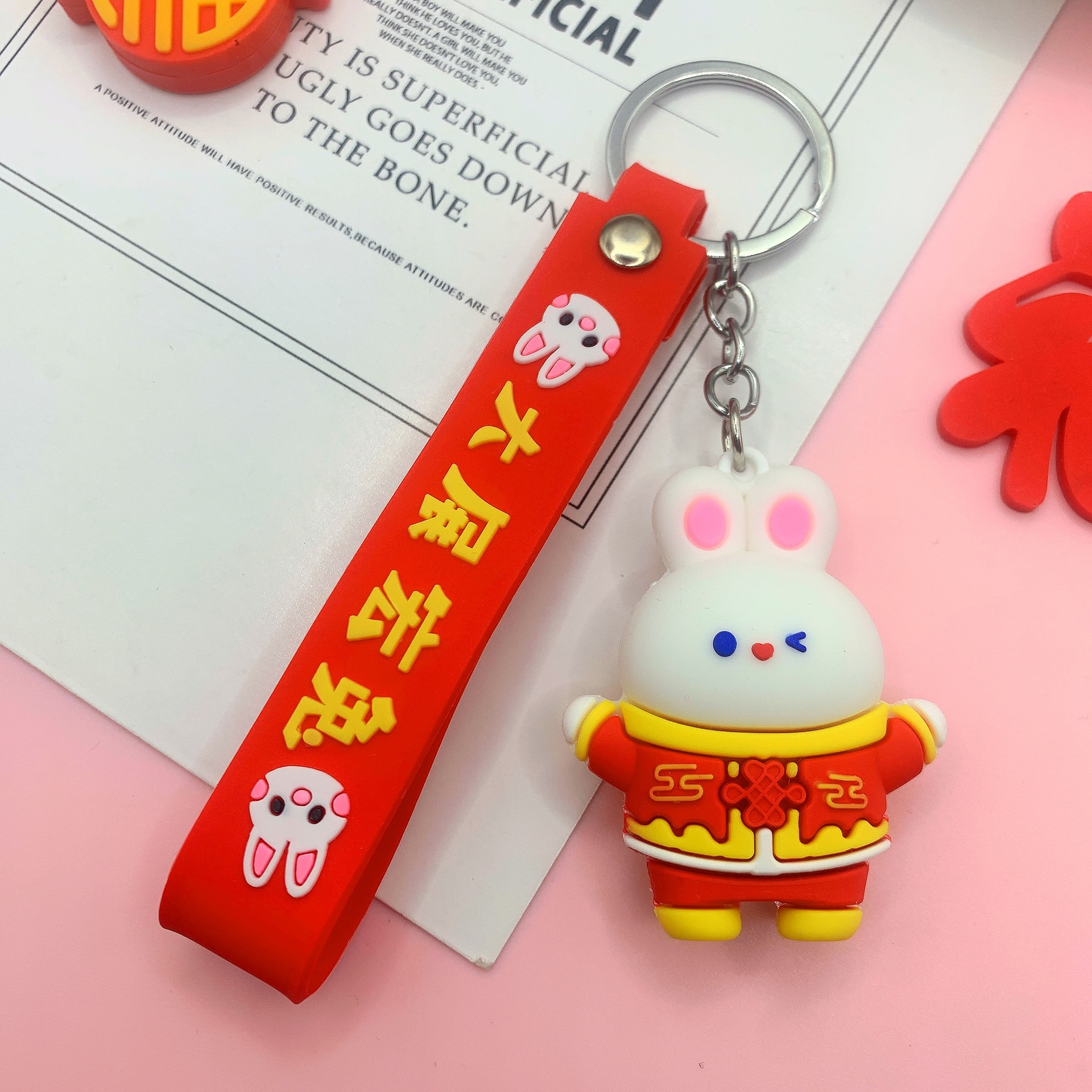 New Year Celebration Rabbit Series Pendant Mascot Creative Car Key Ring Couple Bags Ornament Gifts Wholesale