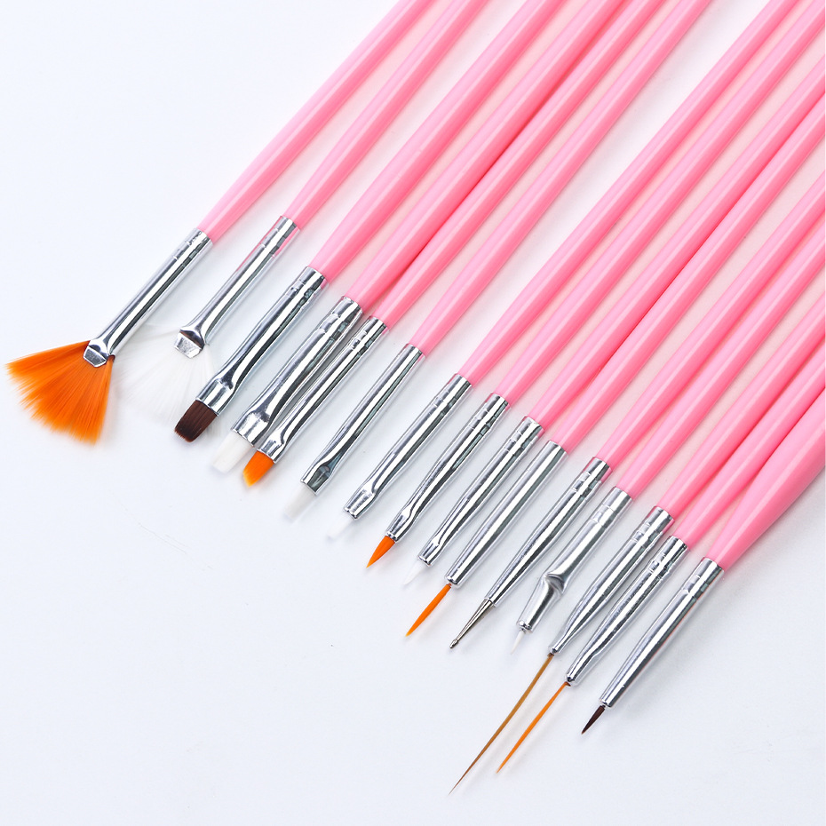 272 manicure implement 15 pieces nail brush set fluoresent marker carved pen fan-shaped flower drawing spot drill needle uv pen