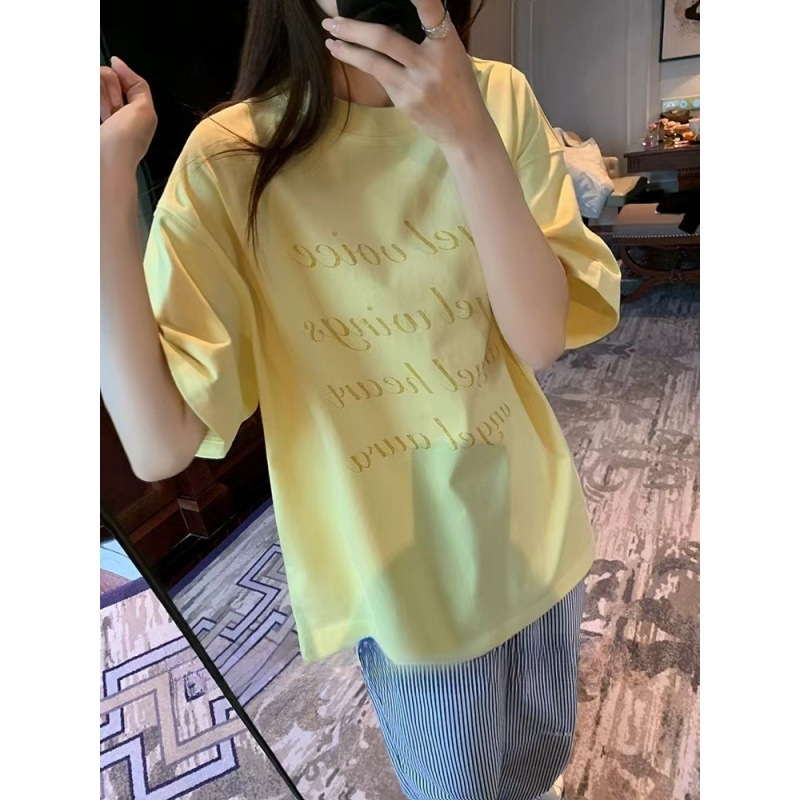 夏季ader字母印花圆领短袖设计感宽松男友风显瘦情侣装上衣t恤女