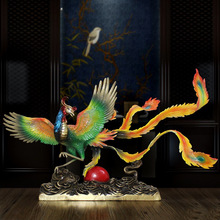 黄铜凤凰摆件百鸟朝凤创意传统文化中式复古装饰工艺品