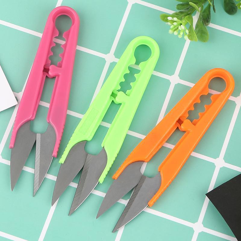 彩色纱剪塑料剪刀十字绣小剪刀u型剪刀防滑手工剪迷你小纱剪工具