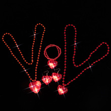 酷莱思特跨境热销款欧美情人节珠链爱心LED灯发光项链