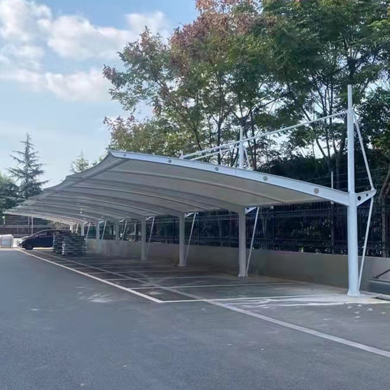 膜结构斜拉杆停车棚户外张拉膜自行车雨棚遮阳棚电动汽车停车棚