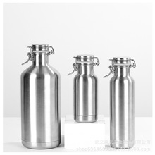 厂家现货学生运动水瓶美式大口真空运动水壶手提不锈钢登山水壶