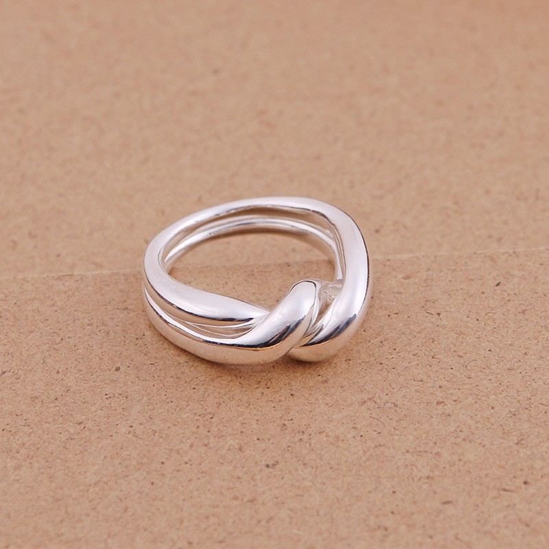 山本银 时尚素银扭结双环戒指女ins925银简约波浪形戒指批发-阿里巴巴