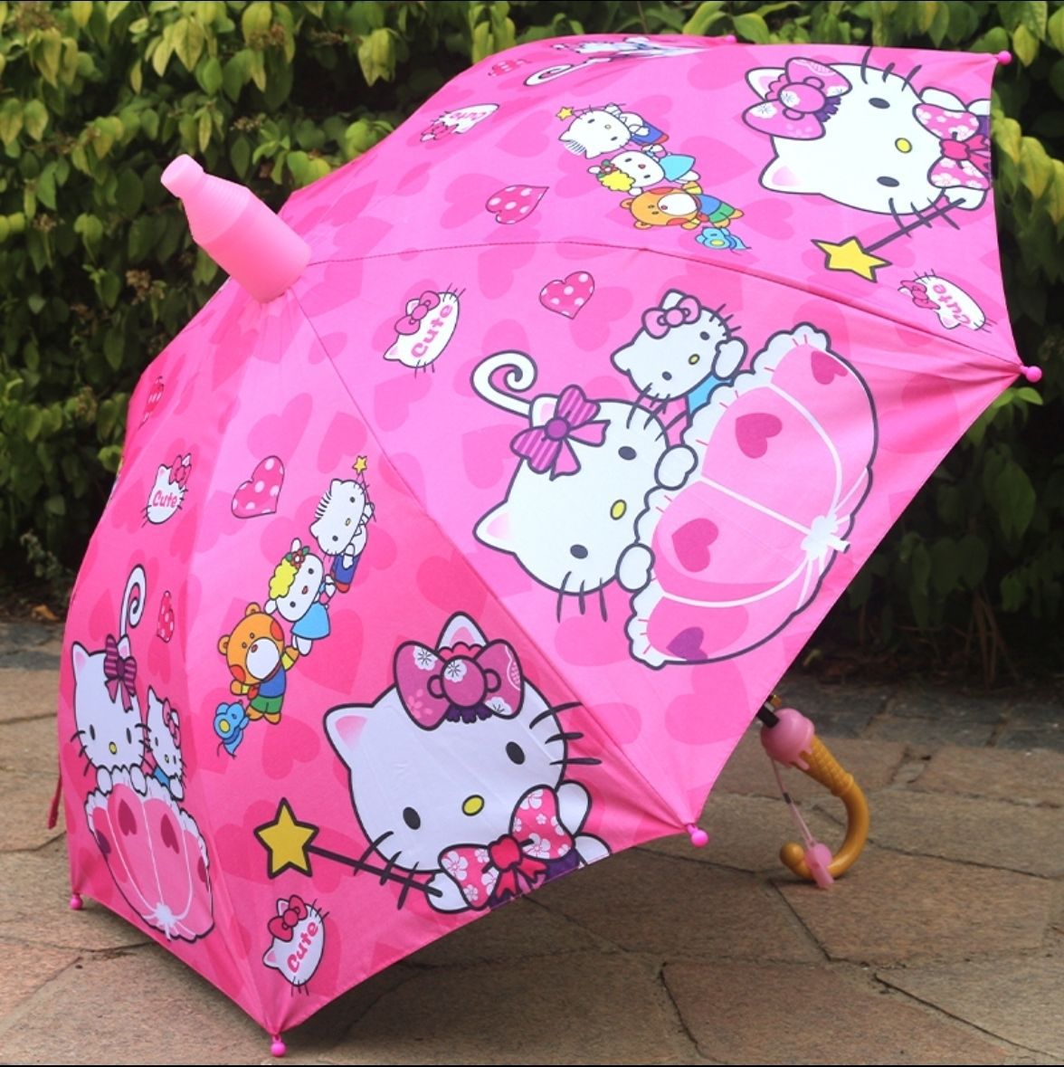 晴雨两用遮雨童伞男女童学生幼儿园半防水雨伞可爱公主长柄黑胶批