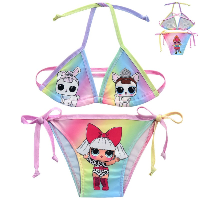 现货夏季新款儿童卡通比基尼女孩泳装宝宝可爱泳衣现货批发8058