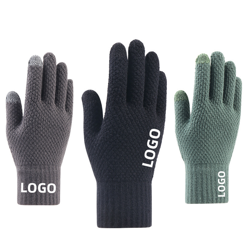 Touch Screen Gloves Autumn and Winter New Cold-Proof Warm Velvet Padded Thickened Men's and Women's Knitted Gloves Cross-Border