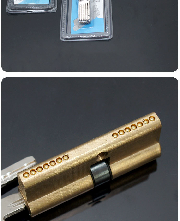 批发双面双开防盗门锁芯 单排弹子进户门全铜锁芯 铁柄纯铜ab锁芯