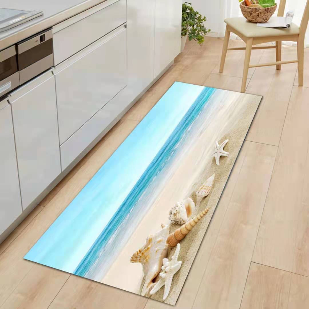 Cross-Border Hot Selling 3D Digital Printing Marine Starfish Series Floor Mat Kitchen Bathroom Non-Slip Mat Absorbent Floor Mat Carpet