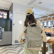 新款背包韩版纯色双肩包大容量妈咪包清新校园中大学生高中生书包
