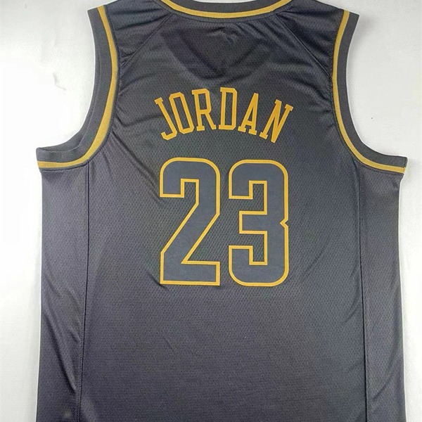 热压黑金公牛23号乔丹篮球服bulls gold black basketball jersey