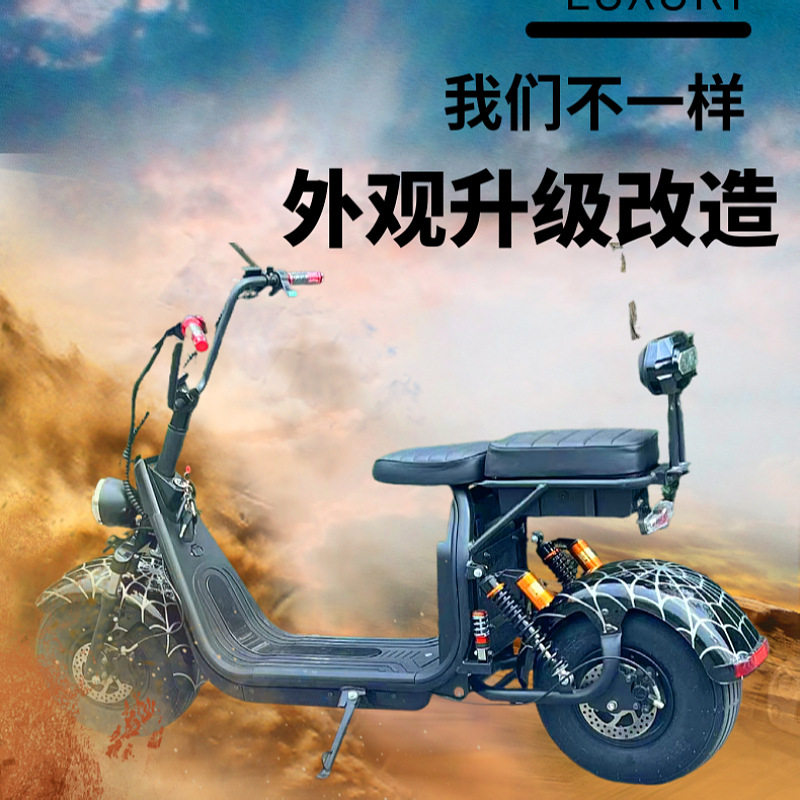 跨境1500w大哈雷双座x10高配两轮宽胎60v锂电池电动自行车滑板车