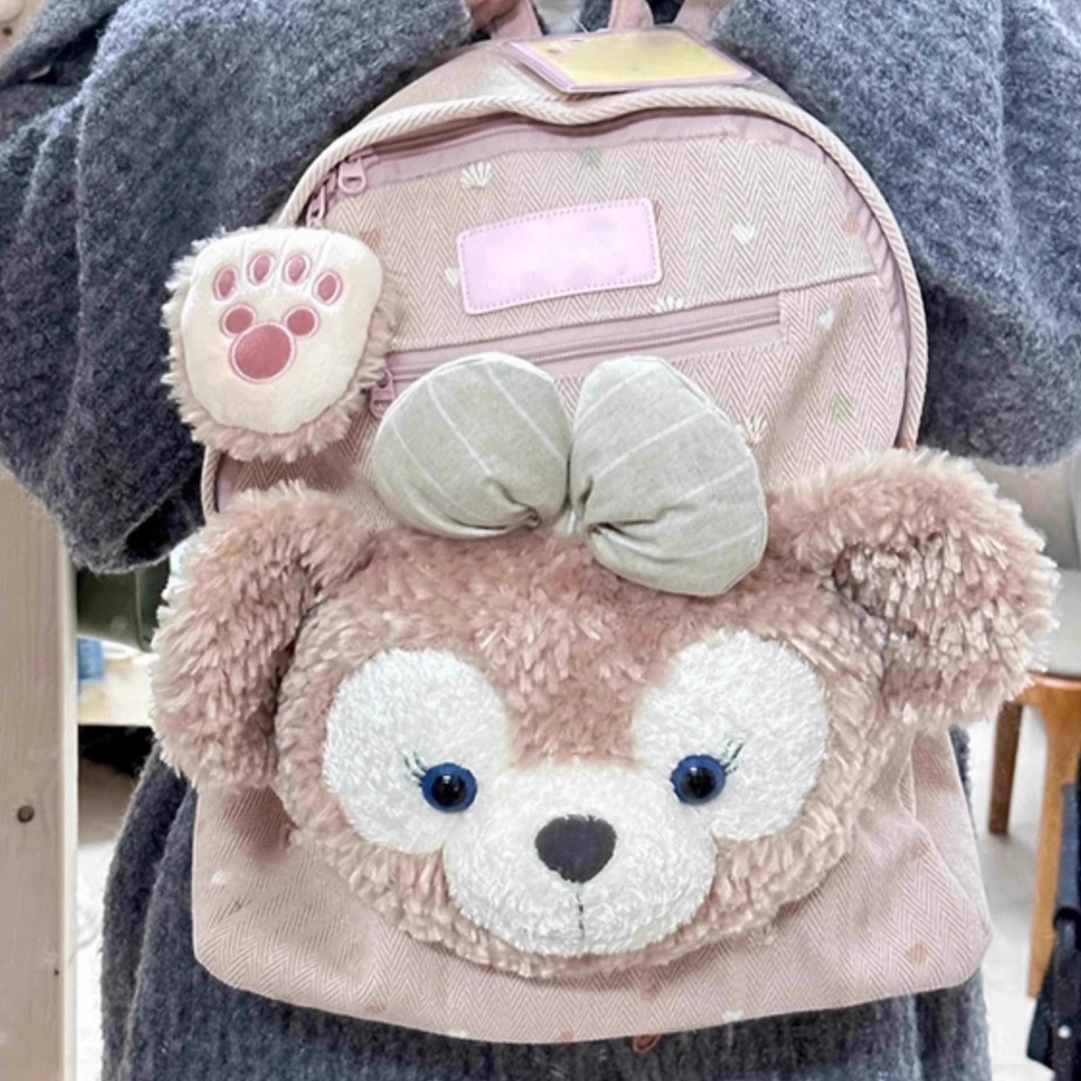 2025新款雪莉玫卡通可爱毛绒双肩包大容量高级感背包大学生书包