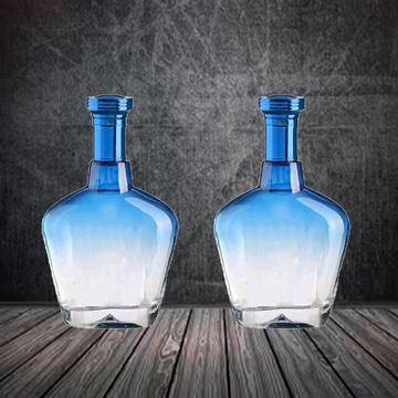 彩色玻璃瓶500ml白酒瓶渐变喷涂瓶一斤装透明玻璃酒瓶空酒瓶-阿里巴巴