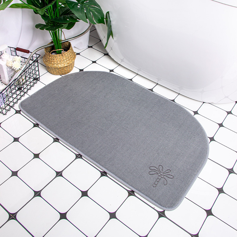 Bathroom Absorbent Floor Mat Coral Fleece Carpet Slow Rebound Foot Mat Simple Solid Color Household Bathroom Entrance Carpet Mat