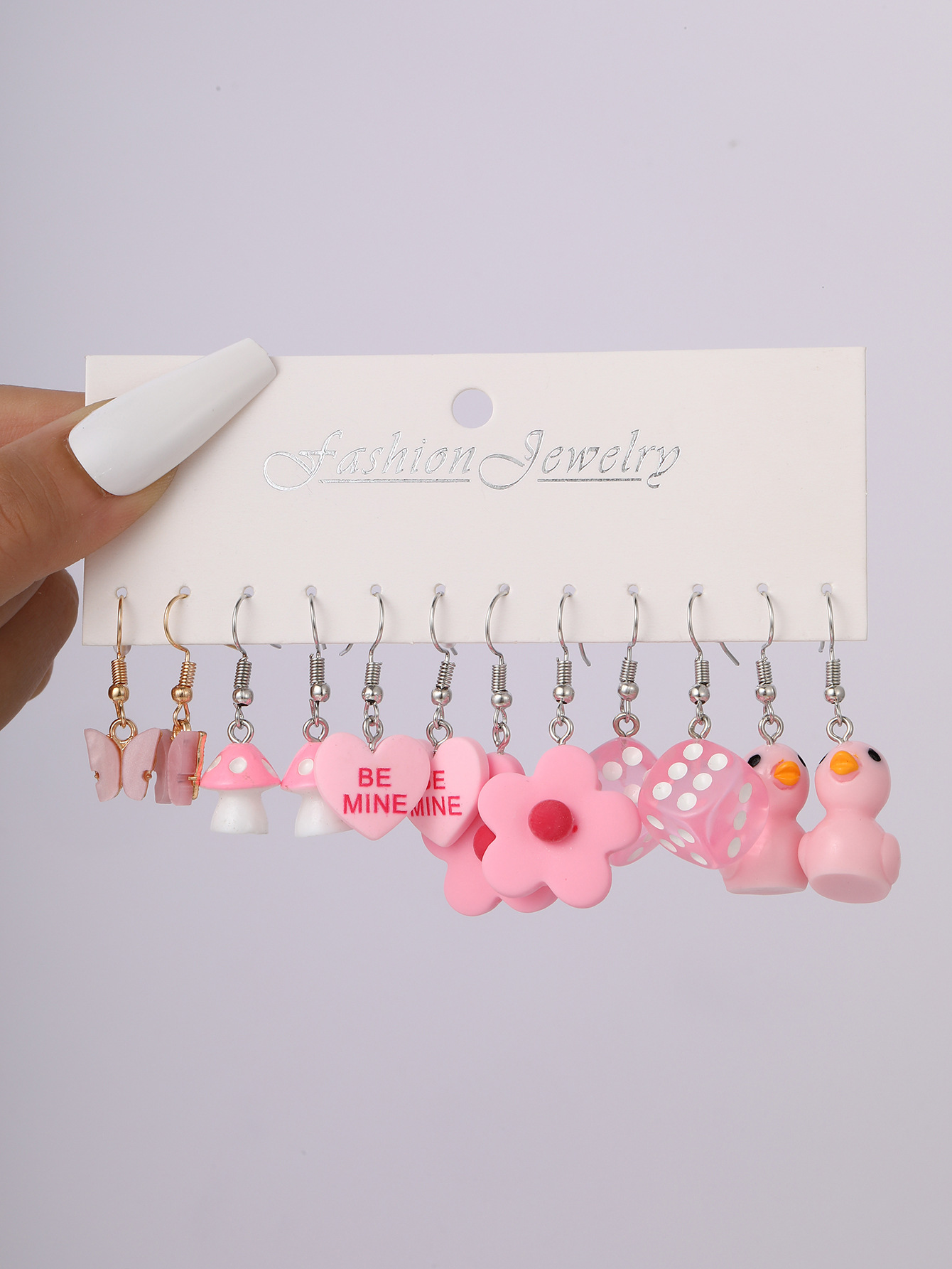 Hot Sale Cross-Border New Arrival Cute Refreshing Butterfly Duck Pig Earrings Set Six-Piece Earrings Set