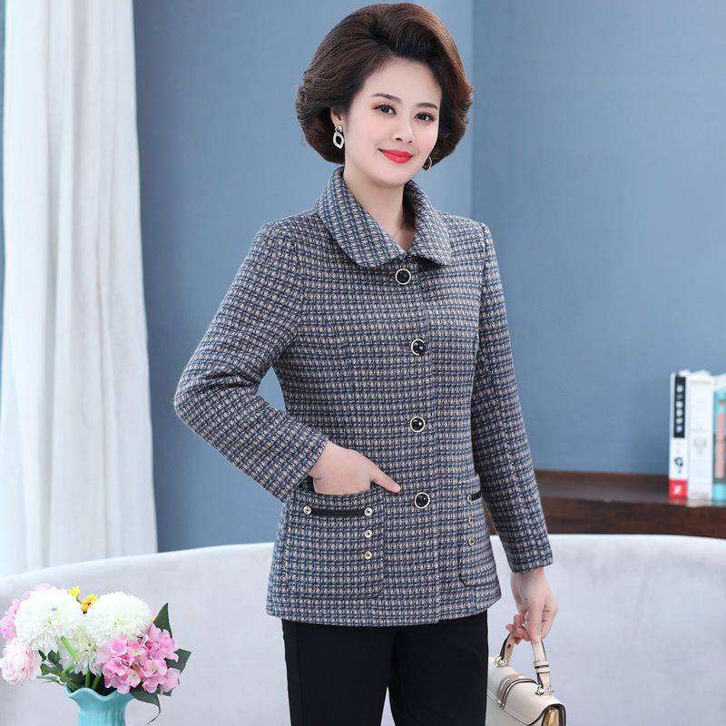 2023新款中老年妈妈装春秋装毛呢外套女装短款春装洋气上衣服