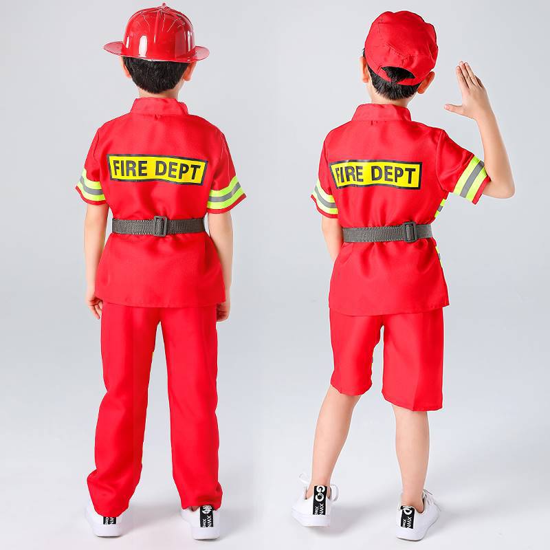 儿童消防员衣服套装演出服服装小孩职业体验角色扮演亲子装消防员