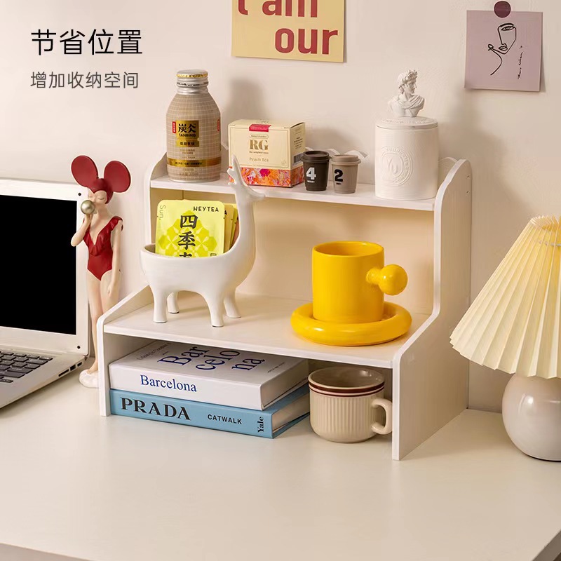 Home Desk Cosmetics Storage Rack Dormitory Organizing Rack Office Movable Multi-Layer Desktop Double-Layer Storage Rack