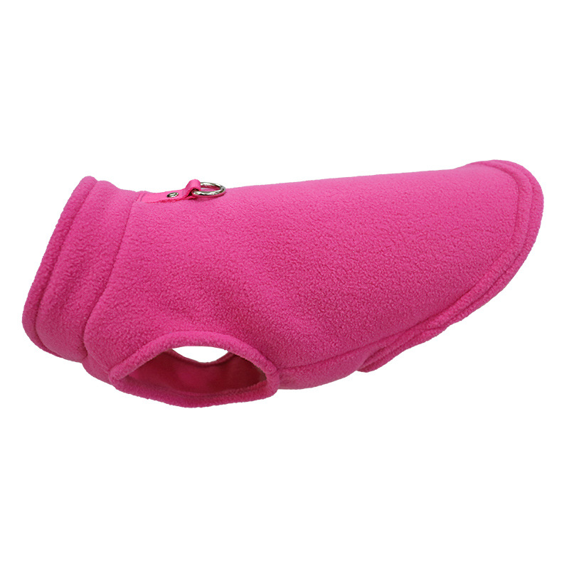 Dog Clothes European and American Amazon Pet Clothes Thickened Pure Color Ribbon Traction Polar Fleece Pet Supplies Factory in Stock