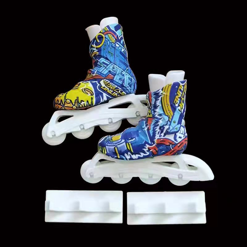 Cross-Border Supply Mini Roller Skates Finger the Skating Shoes Pulley Toy New Desktop Fingertip Skateboard Combination Accessories