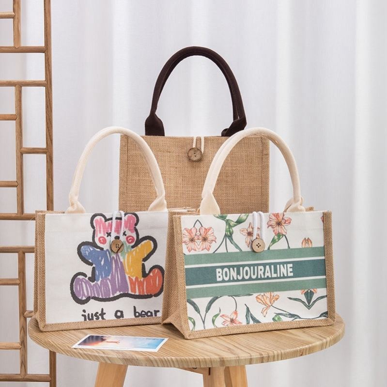 购物袋改造diy麻布袋子手提包女时尚便当袋包包大容量旅行袋日式